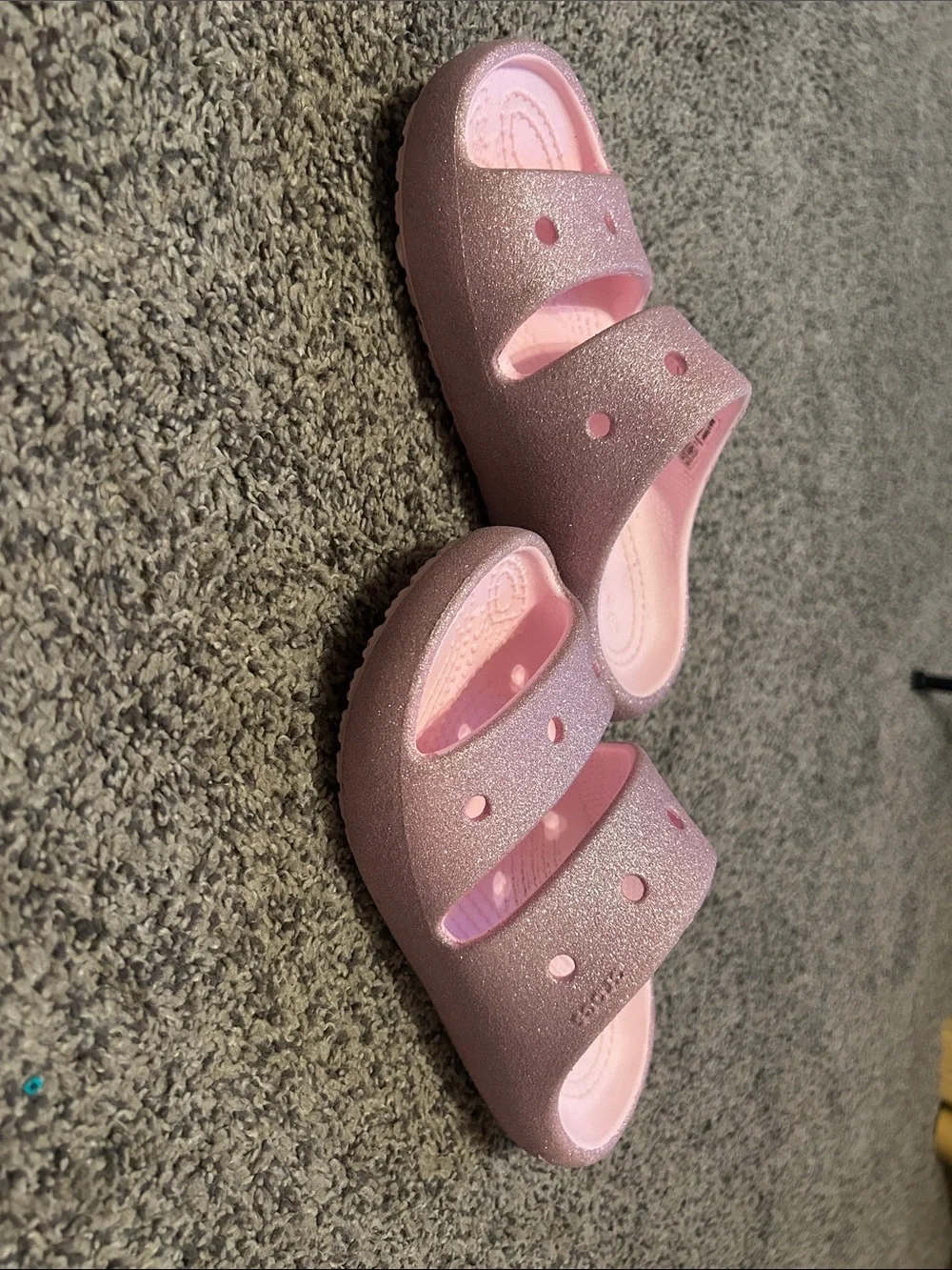 CROCS Kids Glitter Pink Slide Sandals